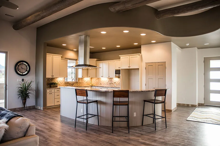 Kitchen workspace with broad counters