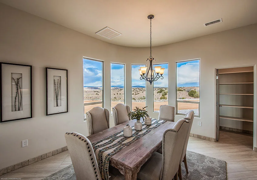 Dining space looking toward the view