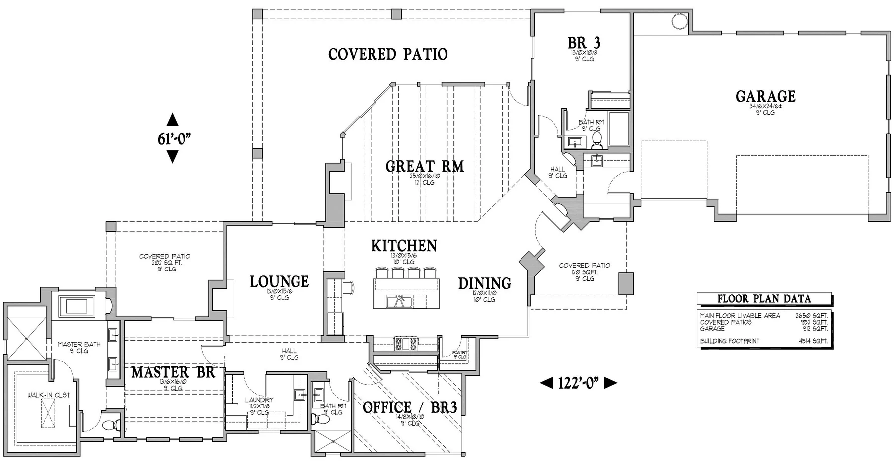 Petroglyph floor plan with separate lounge and sheltered patios