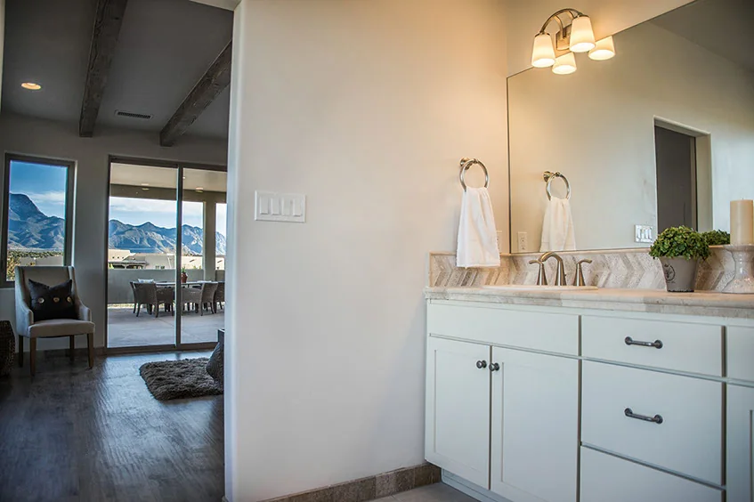 Bathroom vanity and mirror